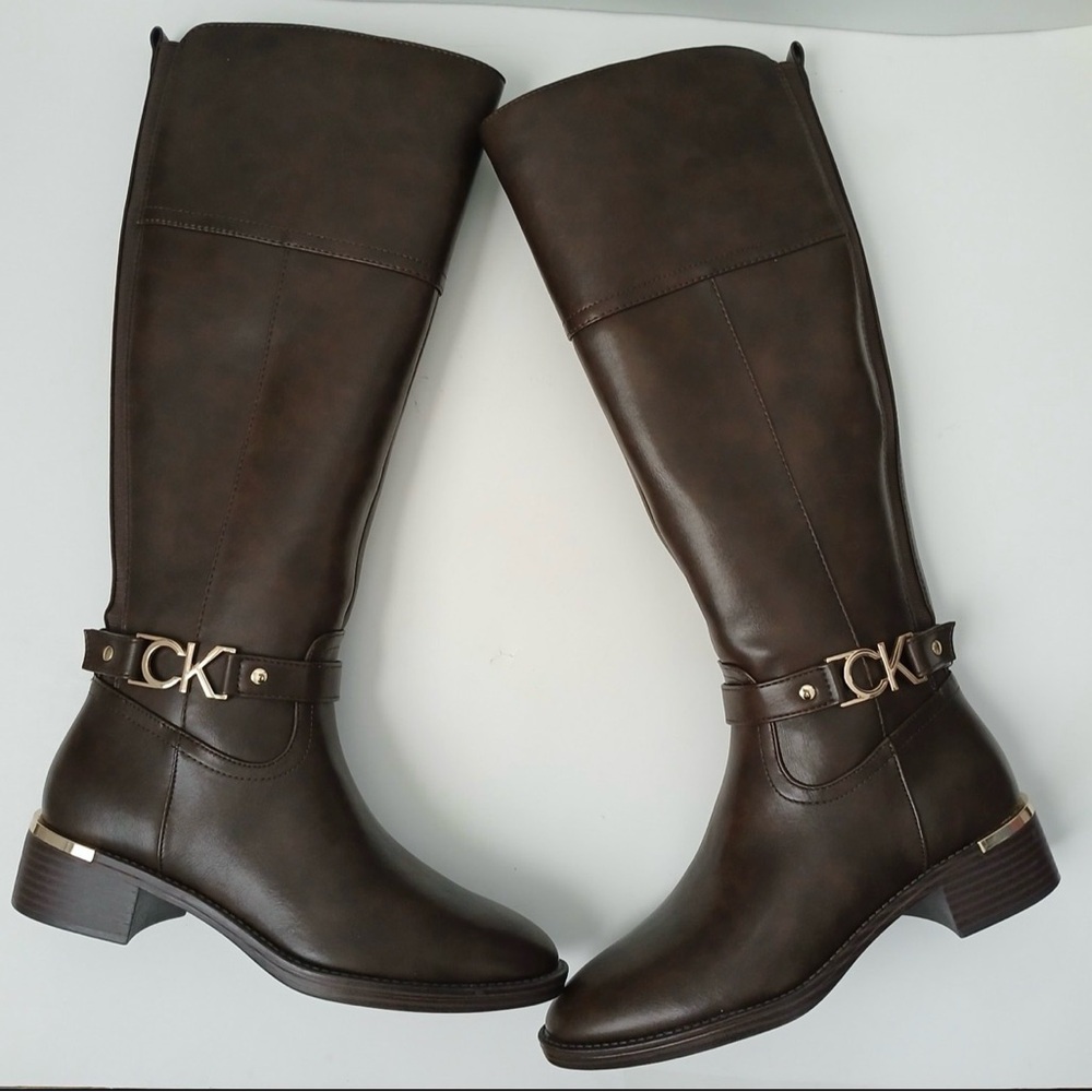 Calvin Klein Dark Brown Over the Knee Boots